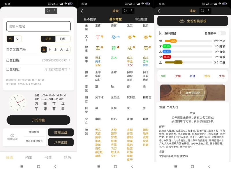鬼谷八字1.0精准排盘｜命理称骨推算｜精准玩法-智点软件